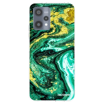 Picasee silikonska prozirna maskica za Realme 9 Pro 5G - Green Gold
