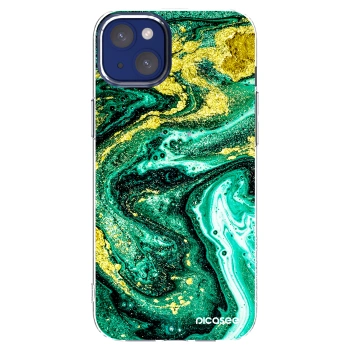 Picasee silikonska prozirna maskica za Apple iPhone 14 Plus - Green Gold