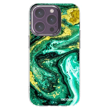 Picasee silikonska prozirna maskica za Apple iPhone 14 Pro - Green Gold