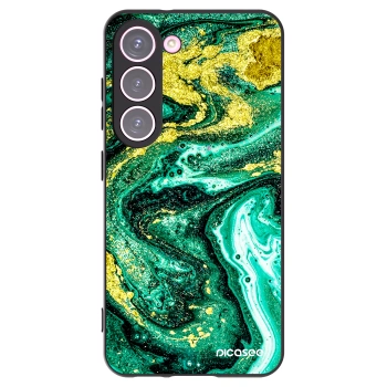 Picasee crna silikonska maskica za Samsung Galaxy S23 5G - Green Gold