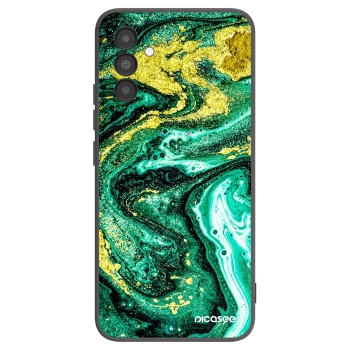 Picasee crna silikonska maskica za Samsung Galaxy A04s A047F - Green Gold