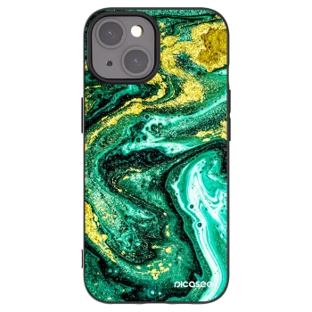 Picasee crna silikonska maskica za Apple iPhone 15 - Green Gold