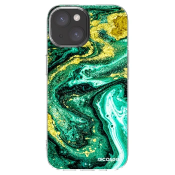 Picasee silikonska prozirna maskica za Apple iPhone 15 - Green Gold