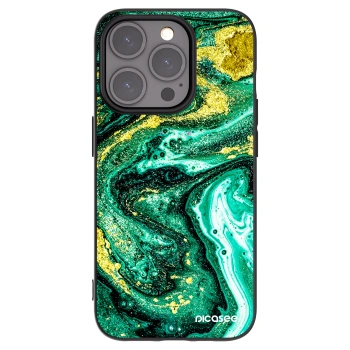 Picasee crna silikonska maskica za Apple iPhone 15 Pro - Green Gold