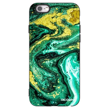 Picasee crna silikonska maskica za Apple iPhone 6/6S - Green Gold