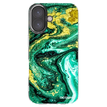 Picasee silikonska prozirna maskica za Apple iPhone 16 - Green Gold