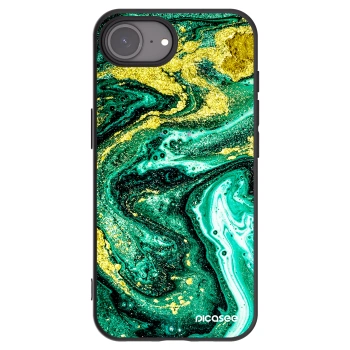 Picasee crna silikonska maskica za Apple iPhone 16e - Green Gold