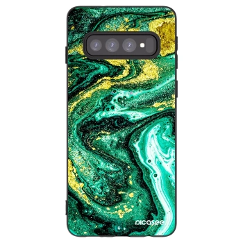 Picasee crna silikonska maskica za Samsung Galaxy S10 G973 - Green Gold
