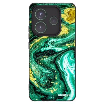 Picasee crna silikonska maskica za Xiaomi Redmi Note 14 5G - Green Gold