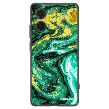 Picasee crna silikonska maskica za Motorola Moto G35 5G - Green Gold