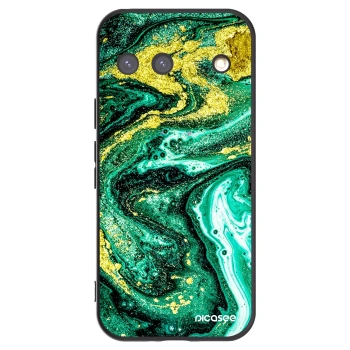 Picasee crna silikonska maskica za Google Pixel 9 - Green Gold