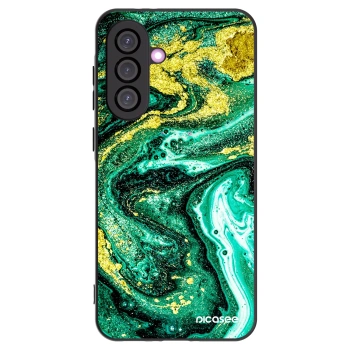 Picasee crna silikonska maskica za Samsung Galaxy A56 5G A566B - Green Gold