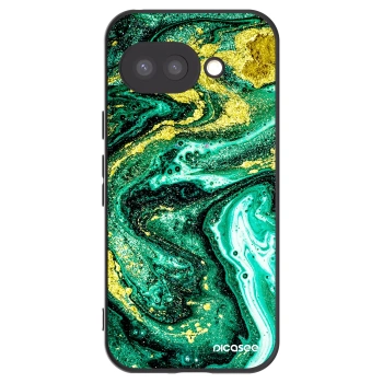 Picasee crna silikonska maskica za Google Pixel 9a - Green Gold