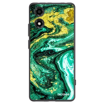 Picasee crna silikonska maskica za Motorola Moto E14 - Green Gold