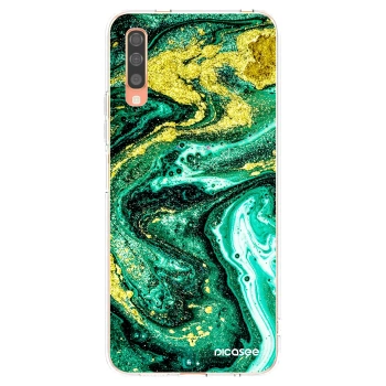 Picasee silikonska prozirna maskica za Samsung Galaxy A70 A705F - Green Gold