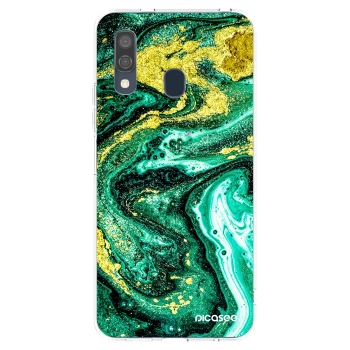 Picasee silikonska prozirna maskica za Samsung Galaxy A40 A405F - Green Gold