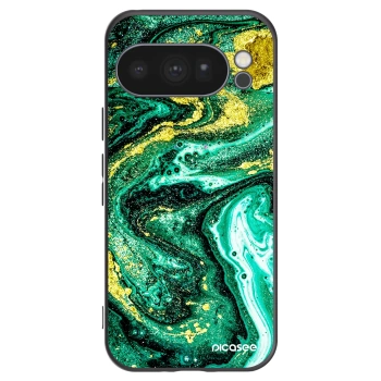Picasee crna silikonska maskica za Google Pixel 10 Pro - Green Gold