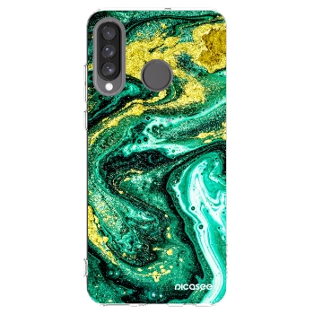 Picasee silikonska prozirna maskica za Huawei P30 Lite - Green Gold