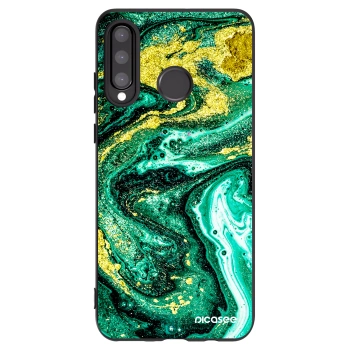 Picasee crna silikonska maskica za Huawei P30 Lite - Green Gold