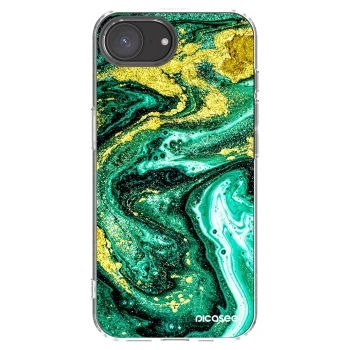 Picasee silikonska prozirna maskica za Apple iPhone 17e - Green Gold
