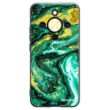 Picasee crna silikonska maskica za Honor Magic8 Lite 5G - Green Gold