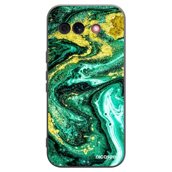 Picasee crna silikonska maskica za Google Pixel 10a - Green Gold