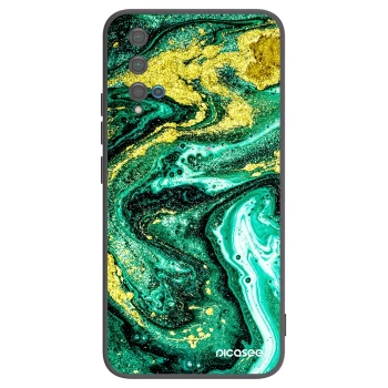 Picasee crna silikonska maskica za Huawei Nova 5T - Green Gold