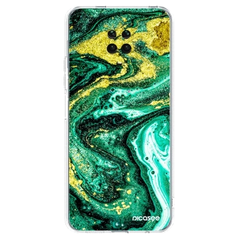 Picasee silikonska prozirna maskica za Xiaomi Redmi Note 9 Pro - Green Gold