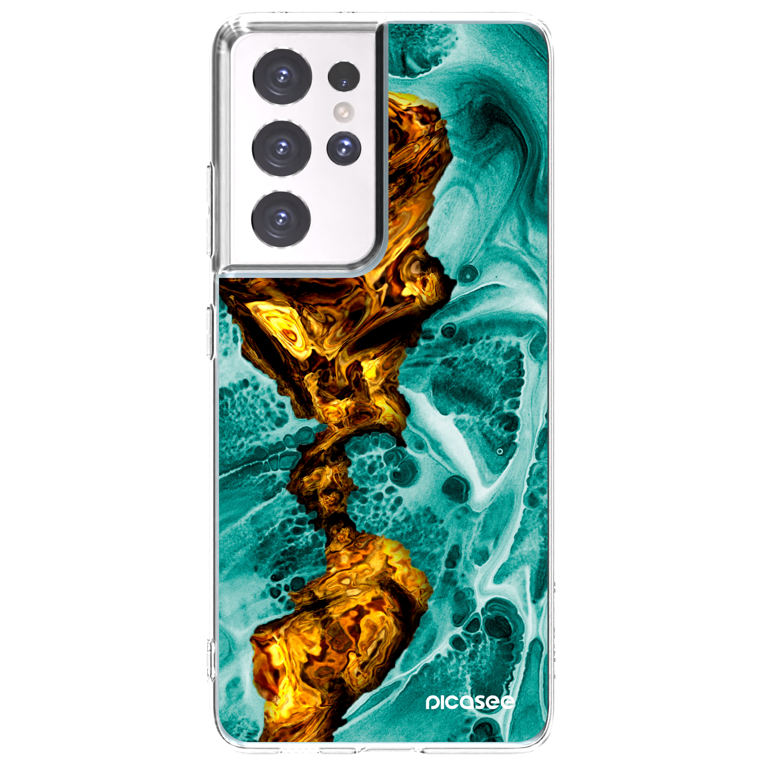 Picasee silikonska prozirna maskica za Samsung Galaxy S21 Ultra 5G G998B - Goldsky