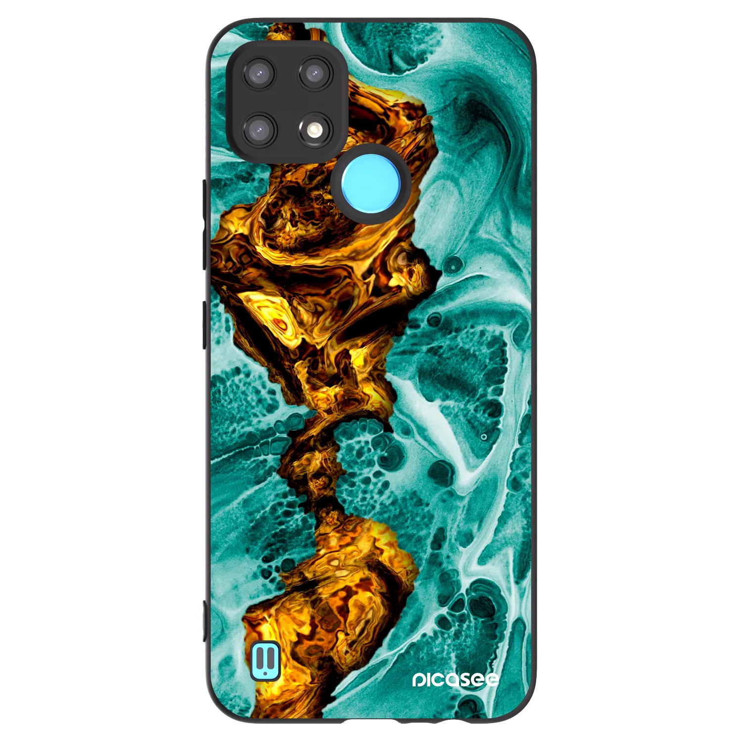 Picasee crna silikonska maskica za Realme C21 - Goldsky