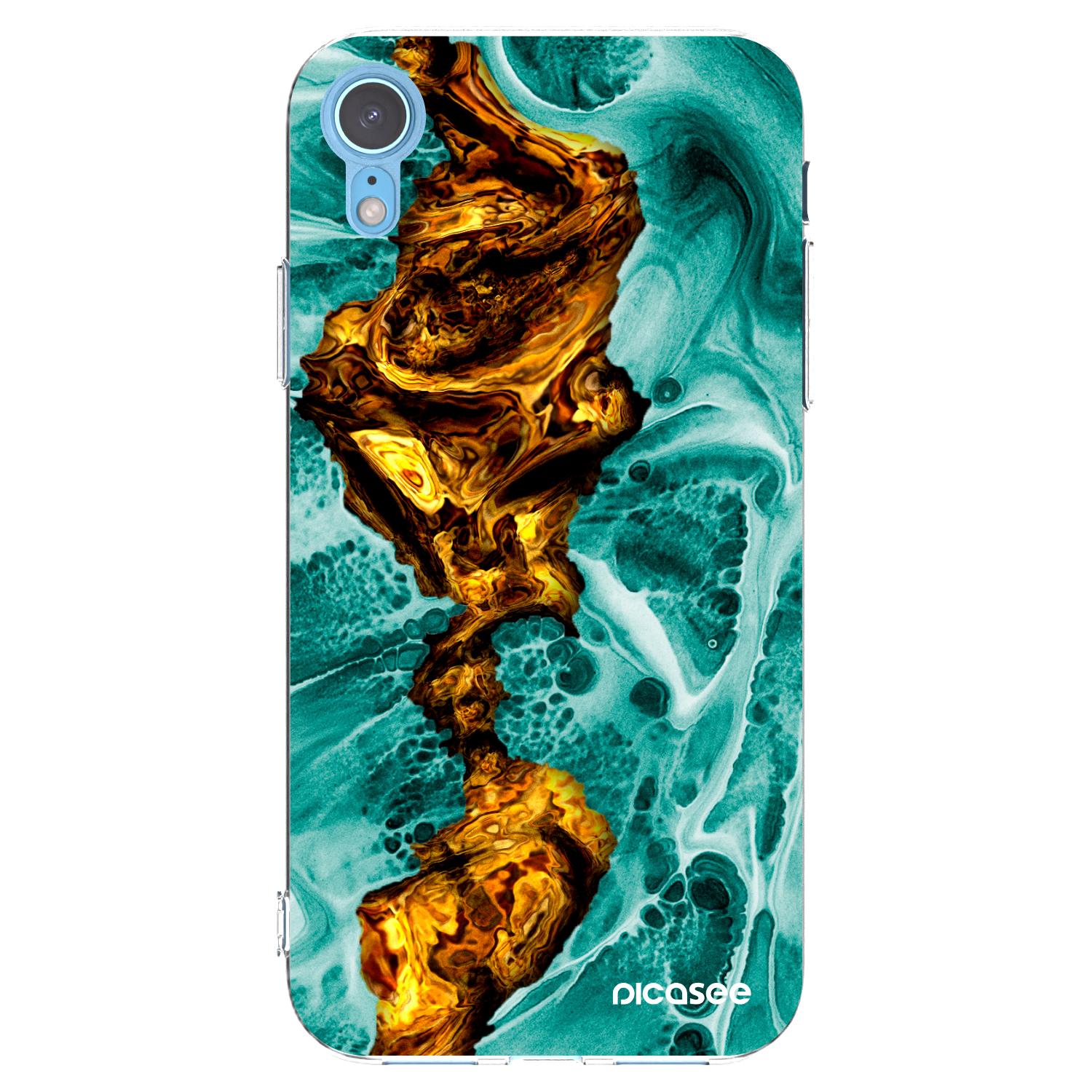 Picasee silikonska prozirna maskica za Apple iPhone XR - Goldsky
