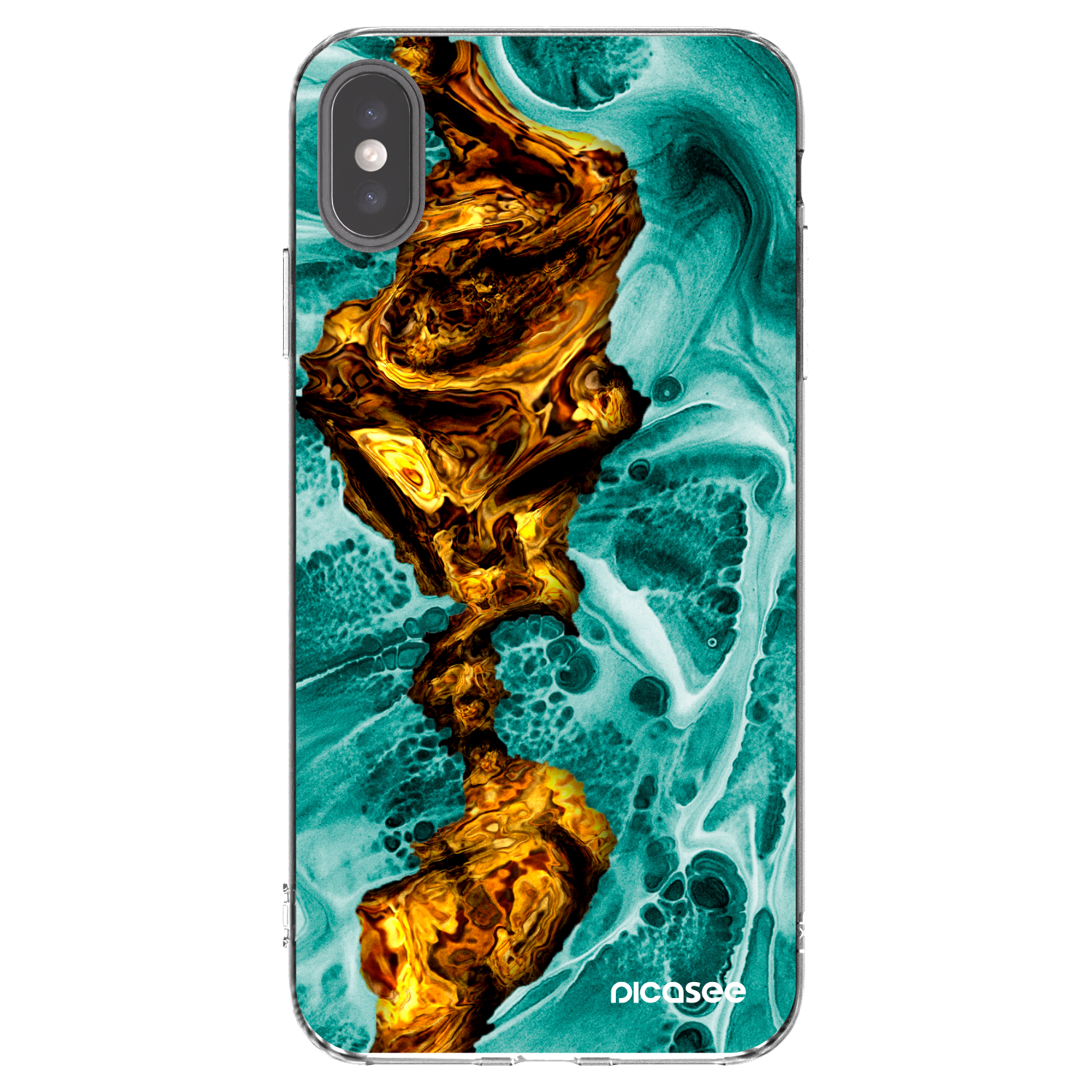Picasee silikonska prozirna maskica za Apple iPhone XS Max - Goldsky
