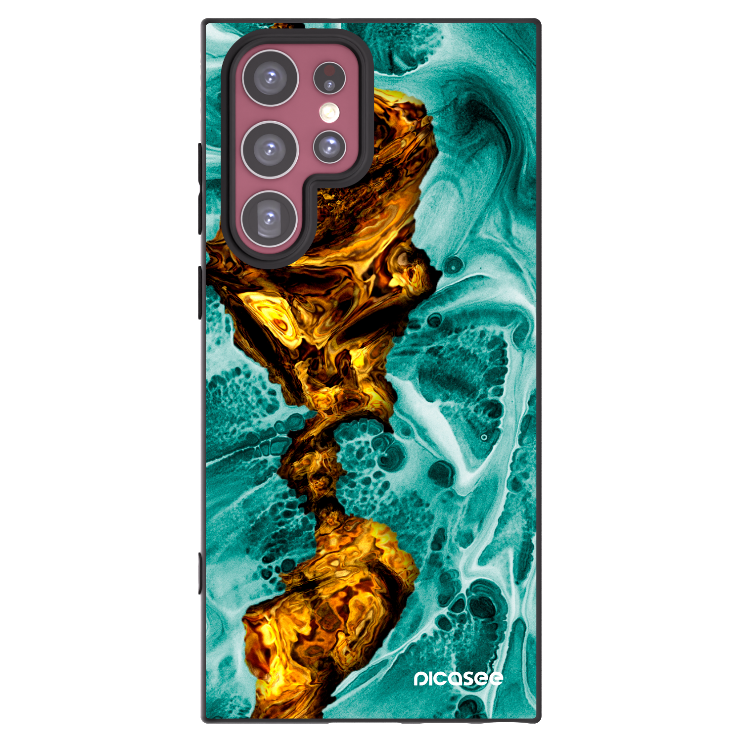 Picasee crna silikonska maskica za Samsung Galaxy S22 Ultra 5G - Goldsky