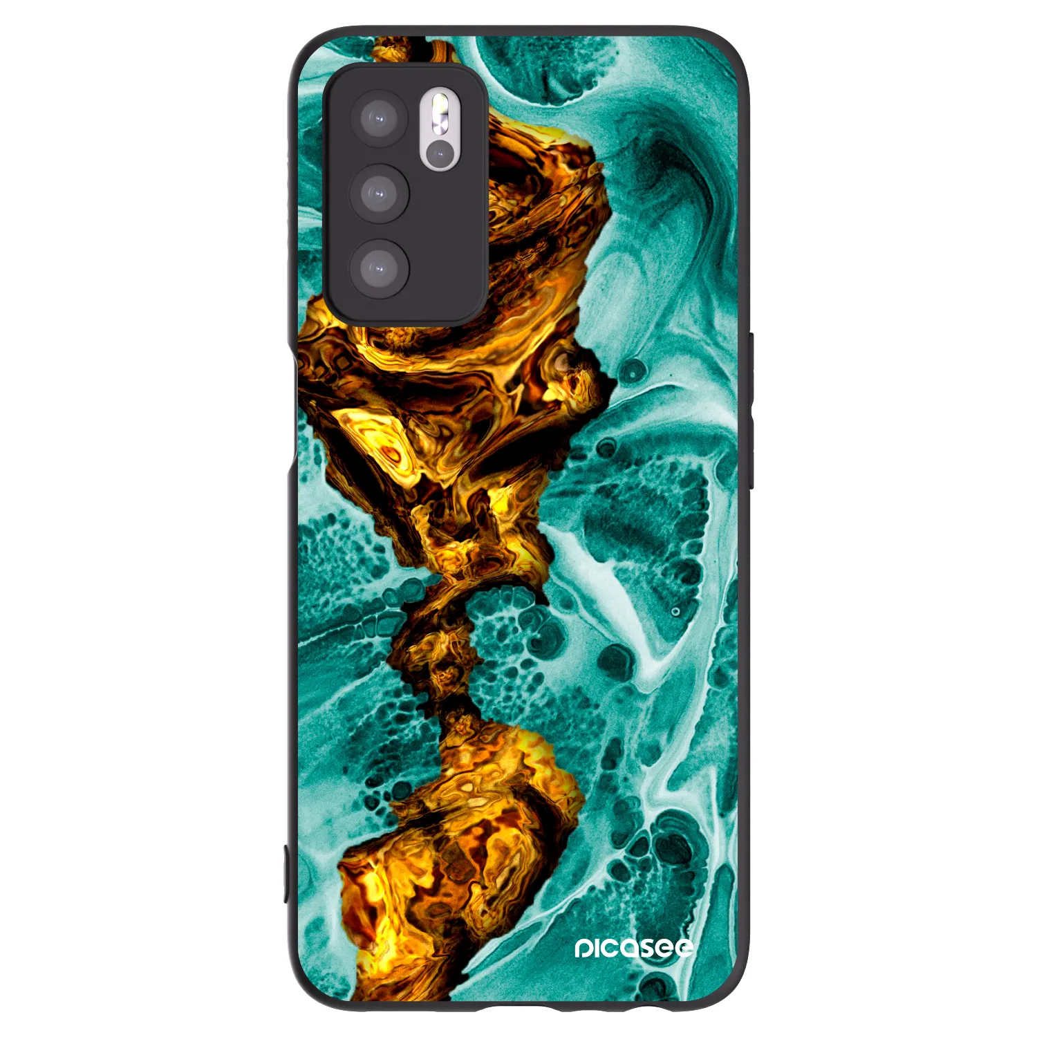 Picasee crna silikonska maskica za OPPO A16s - Goldsky