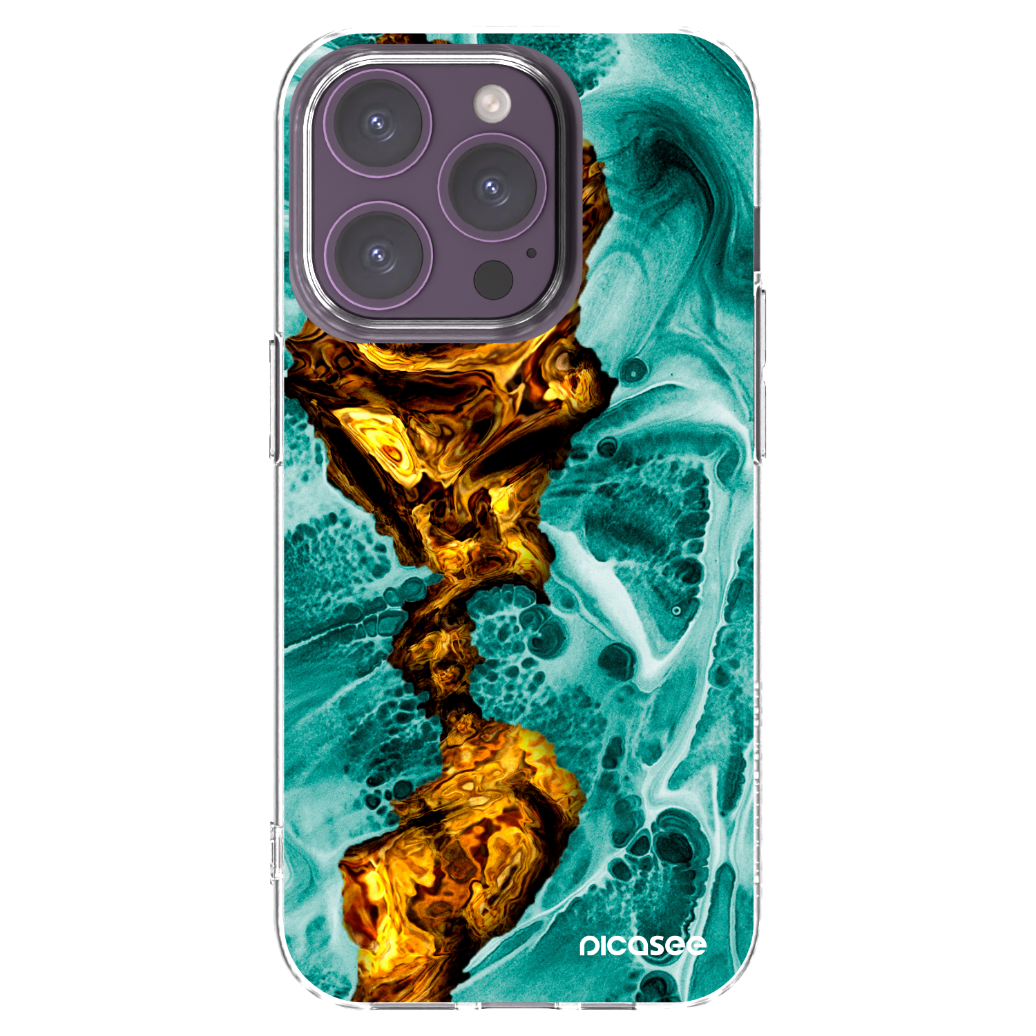Picasee silikonska prozirna maskica za Apple iPhone 14 Pro - Goldsky