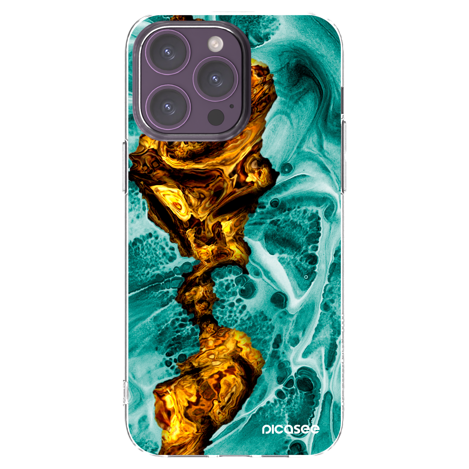 Picasee silikonska prozirna maskica za Apple iPhone 14 Pro Max - Goldsky