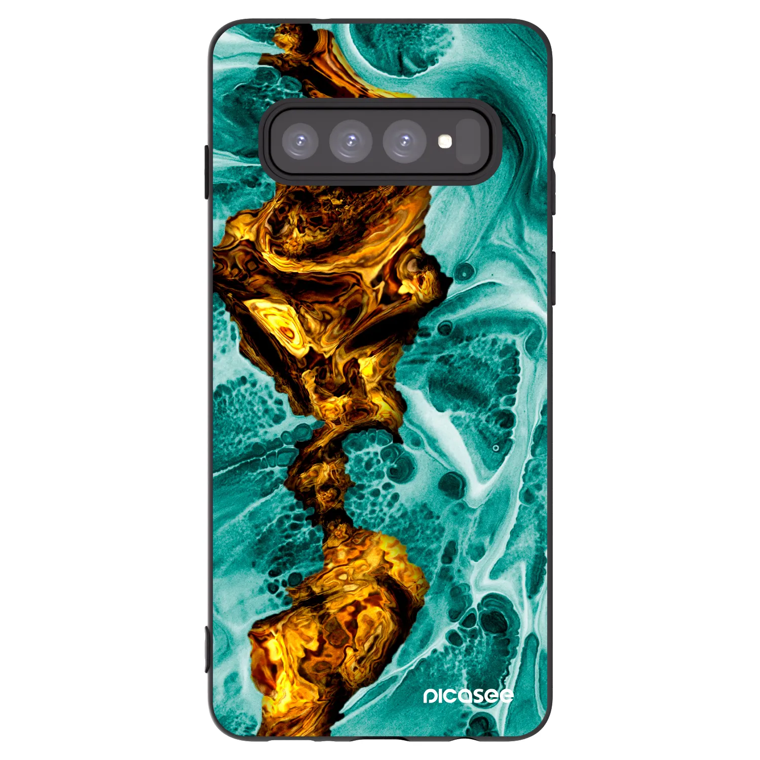 Picasee crna silikonska maskica za Samsung Galaxy S10 G973 - Goldsky