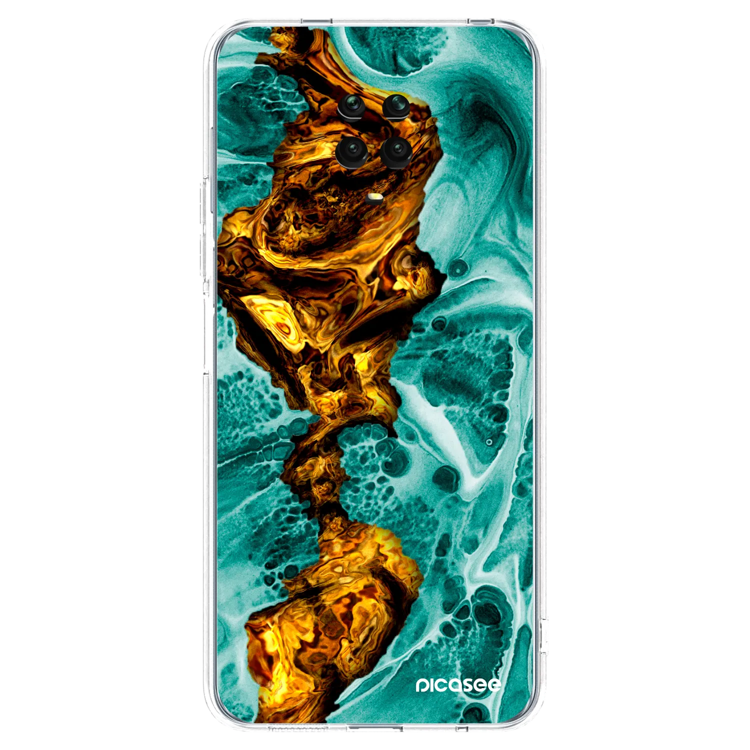 Picasee silikonska prozirna maskica za Xiaomi Redmi Note 9 Pro - Goldsky