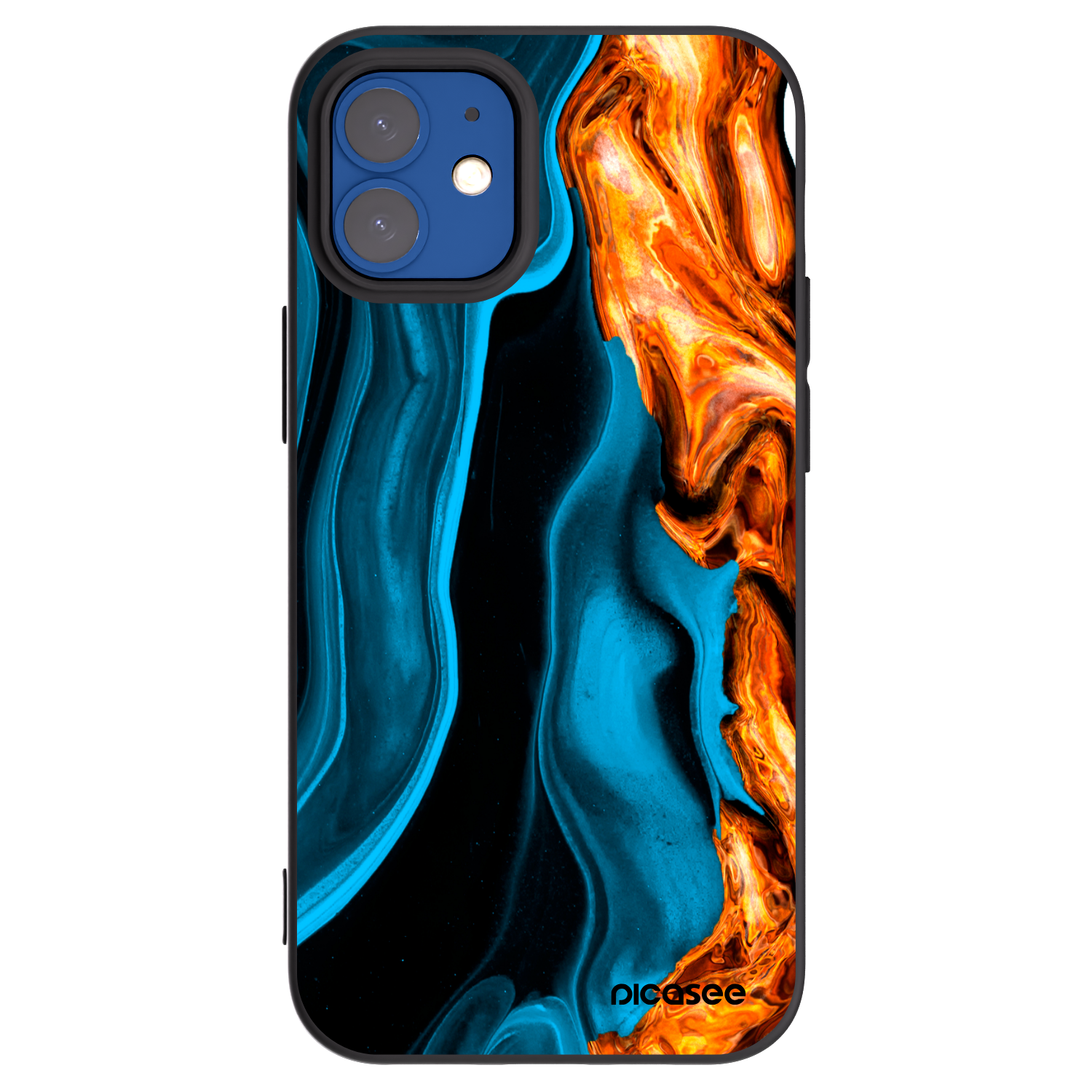 Picasee crna silikonska maskica za Apple iPhone 12 mini - Gold blue