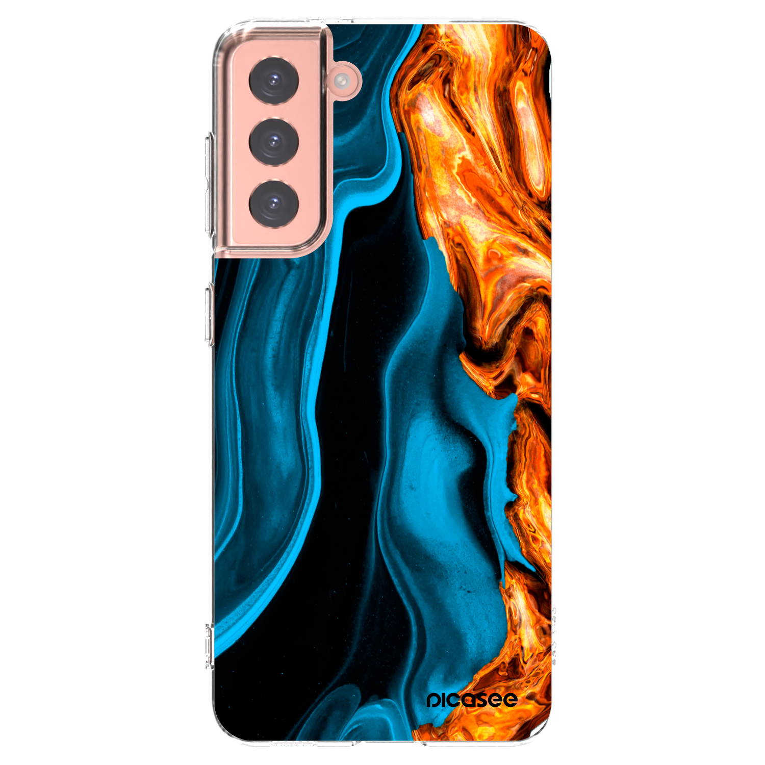 Picasee silikonska prozirna maskica za Samsung Galaxy S21 5G G991B - Gold blue