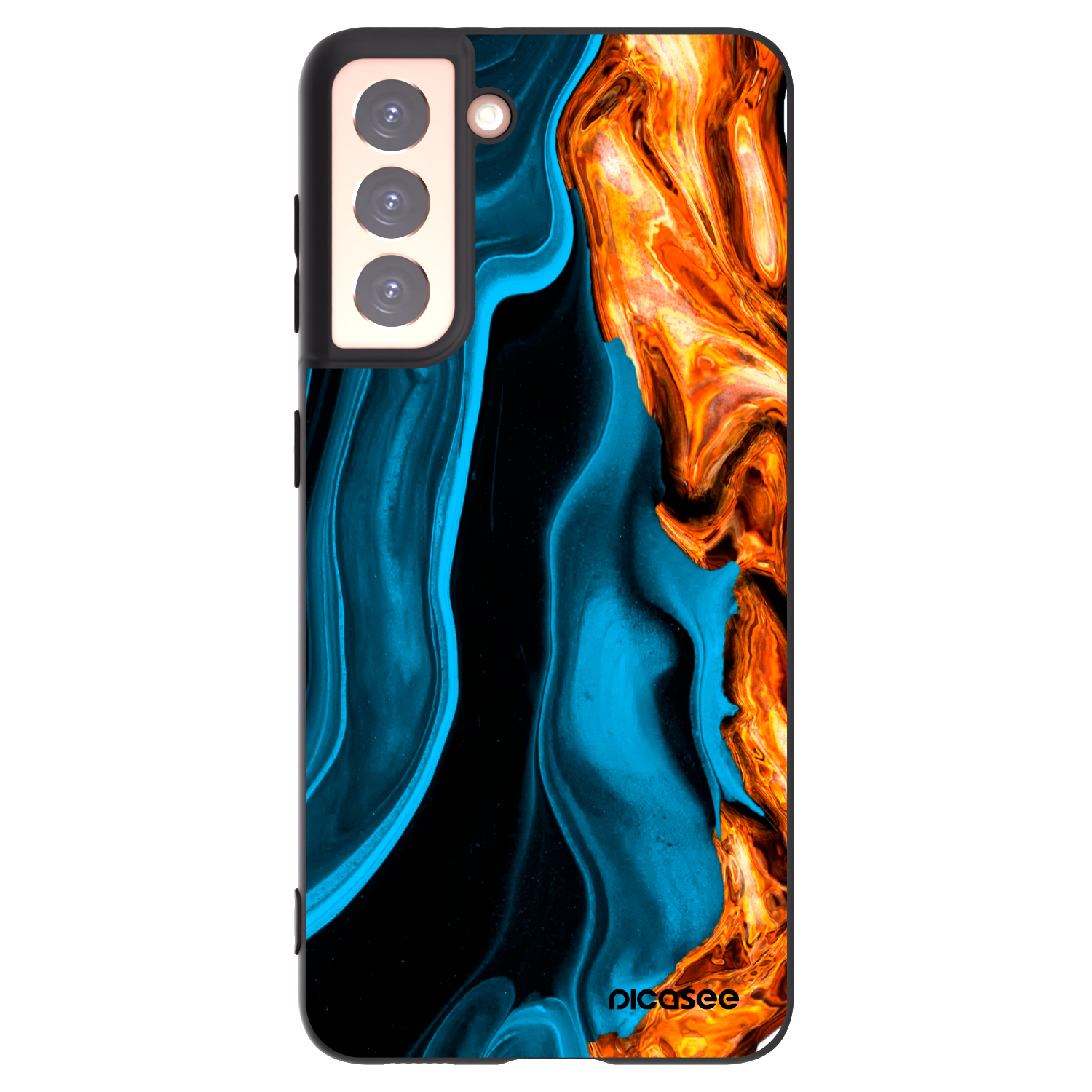 Picasee crna silikonska maskica za Samsung Galaxy S21 5G G991B - Gold blue