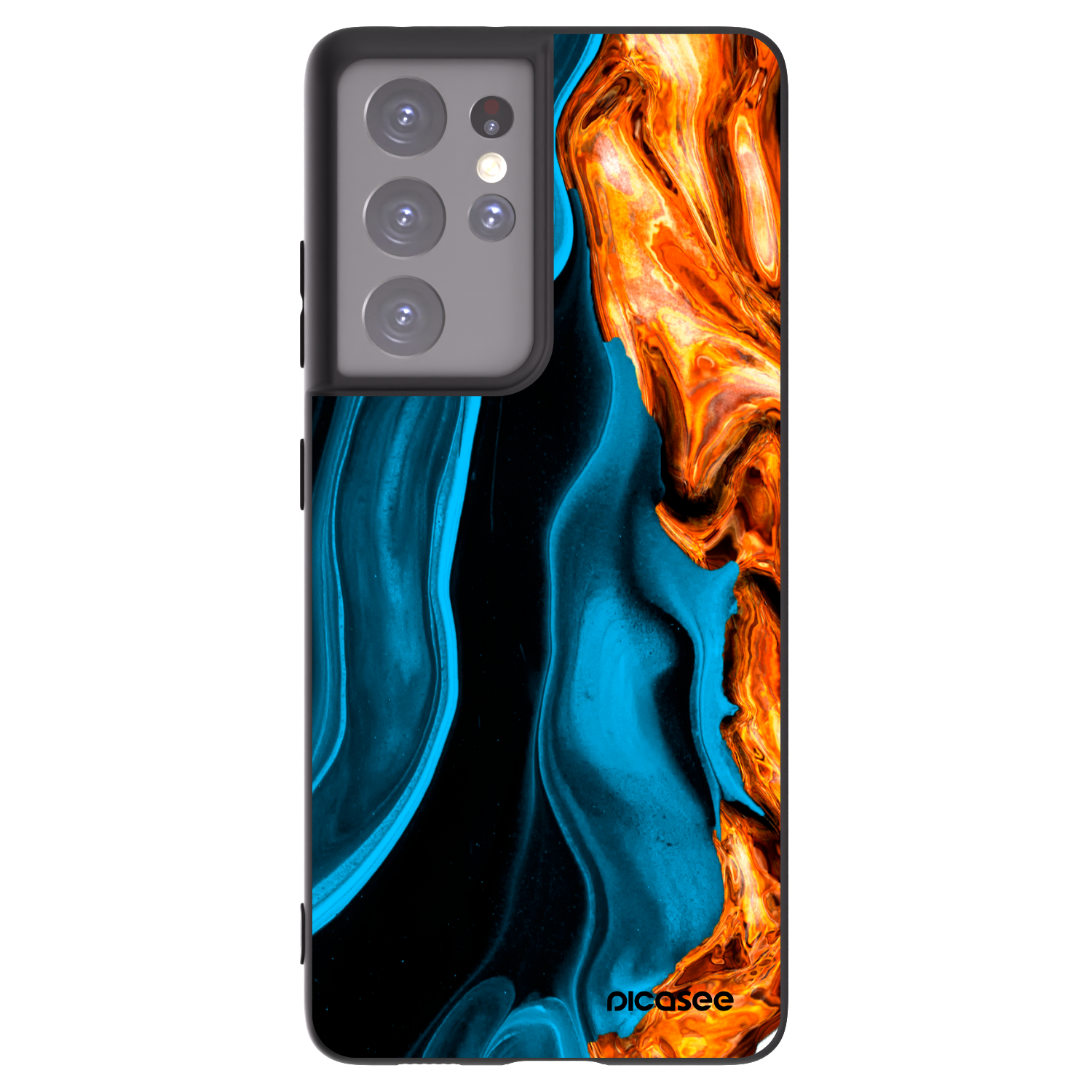 Picasee crna silikonska maskica za Samsung Galaxy S21 Ultra 5G G998B - Gold blue