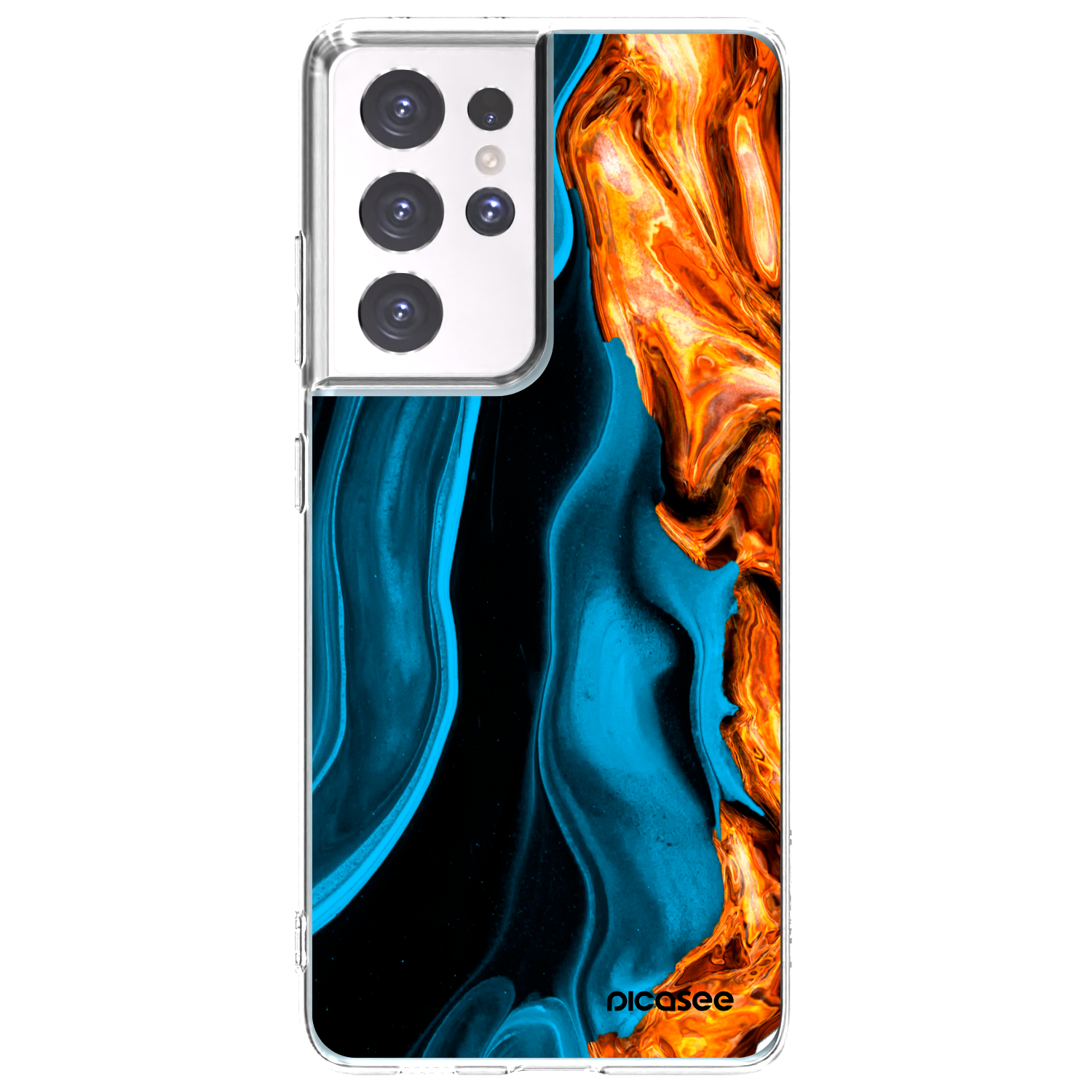 Picasee silikonska prozirna maskica za Samsung Galaxy S21 Ultra 5G G998B - Gold blue