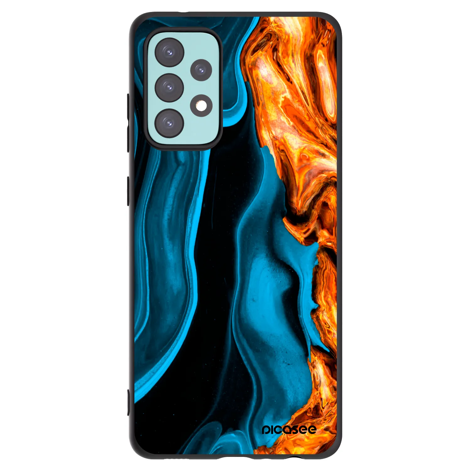 Picasee crna silikonska maskica za Samsung Galaxy A72 A725F - Gold blue