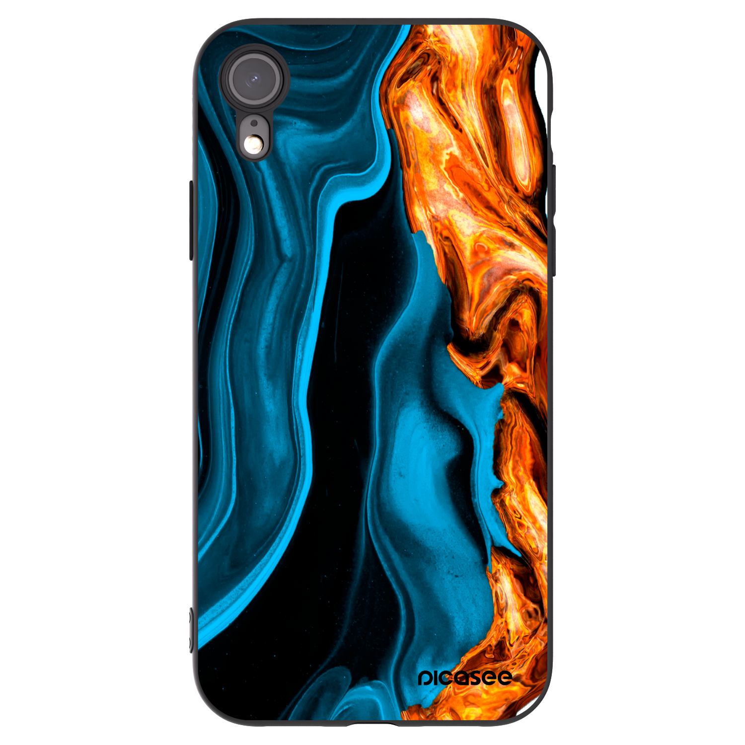Picasee crna silikonska maskica za Apple iPhone XR - Gold blue