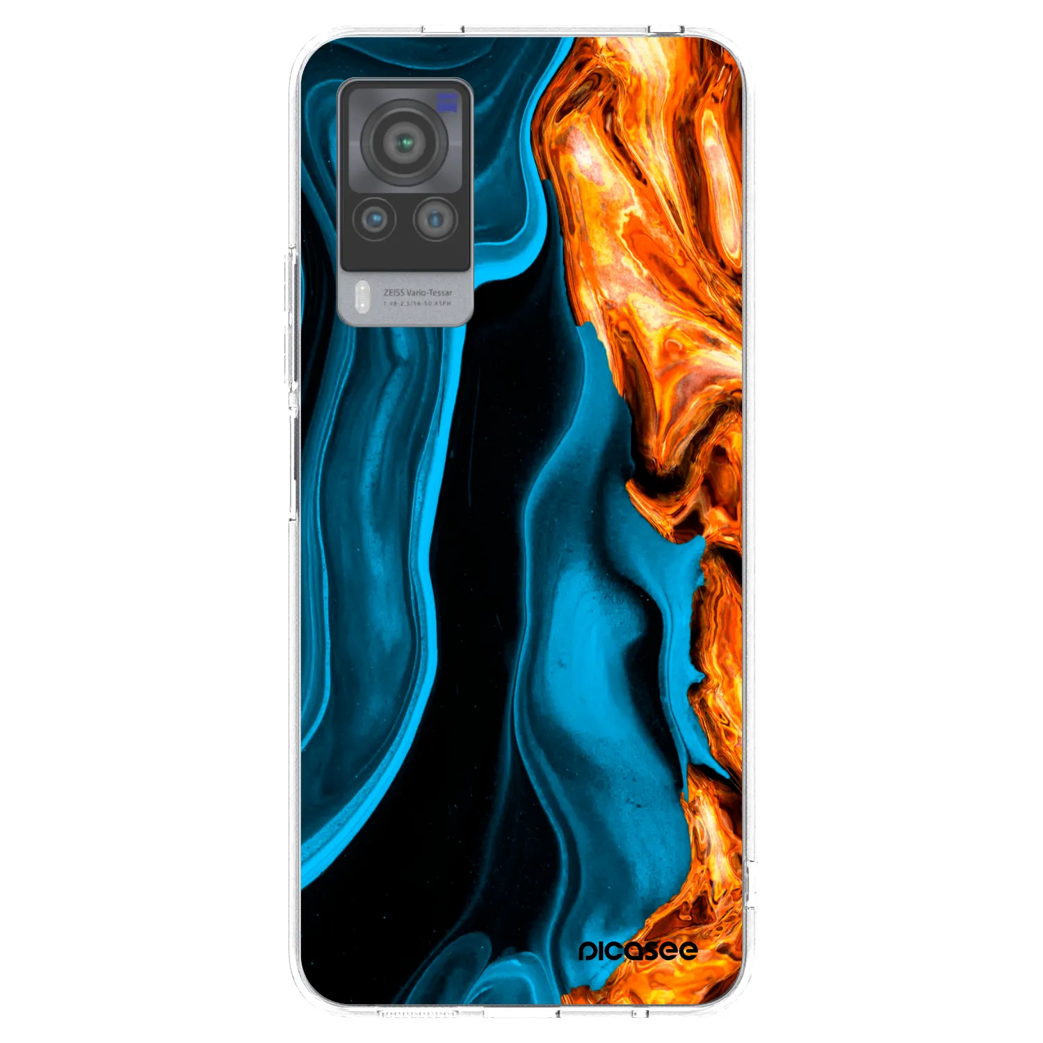 Picasee silikonska prozirna maskica za Vivo X60 Pro 5G - Gold blue