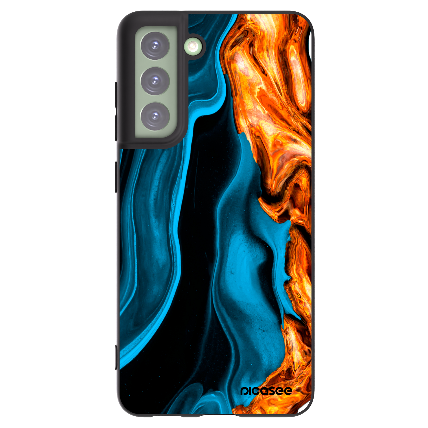 Picasee crna silikonska maskica za Samsung Galaxy S21 FE 5G - Gold blue