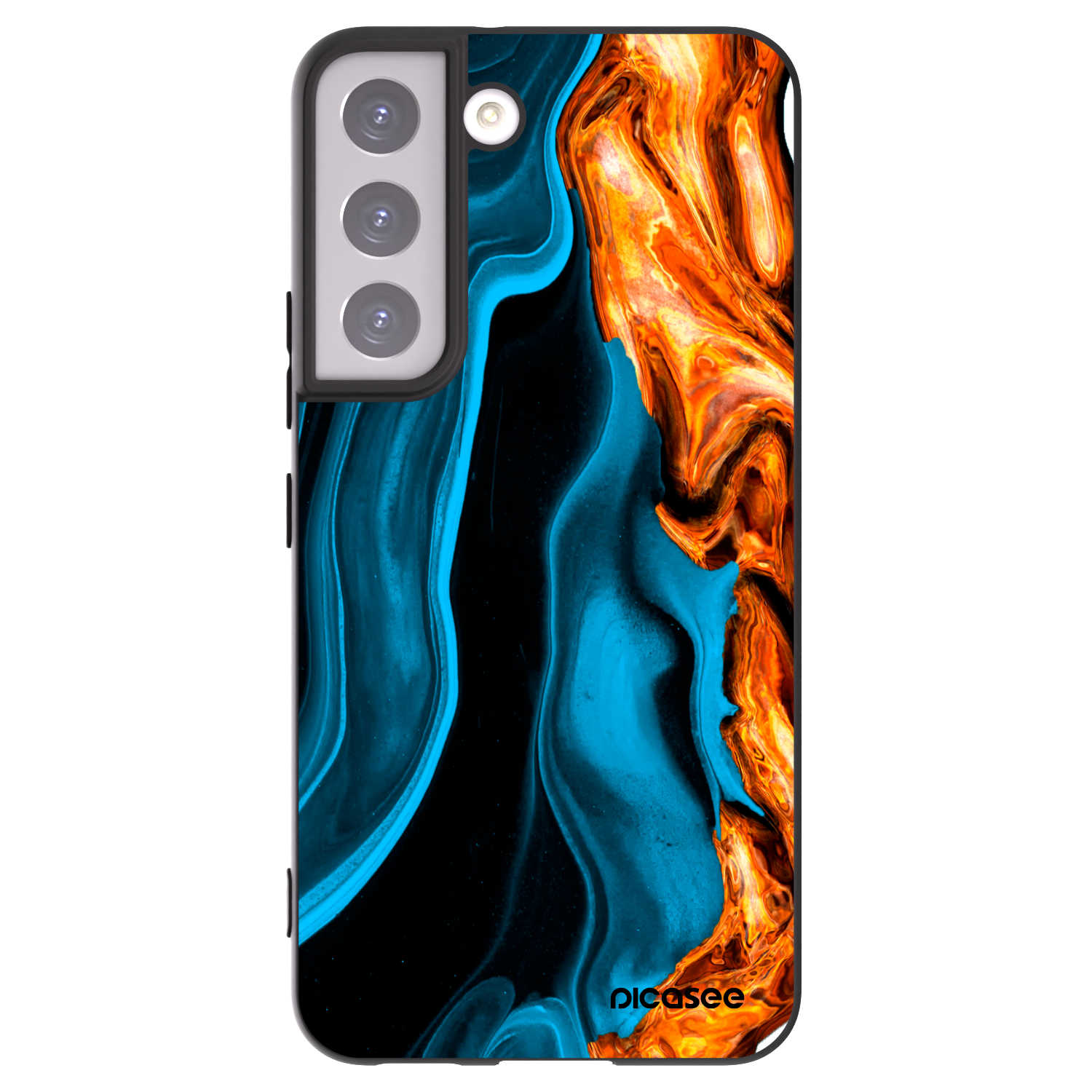 Picasee crna silikonska maskica za Samsung Galaxy S22 5G - Gold blue