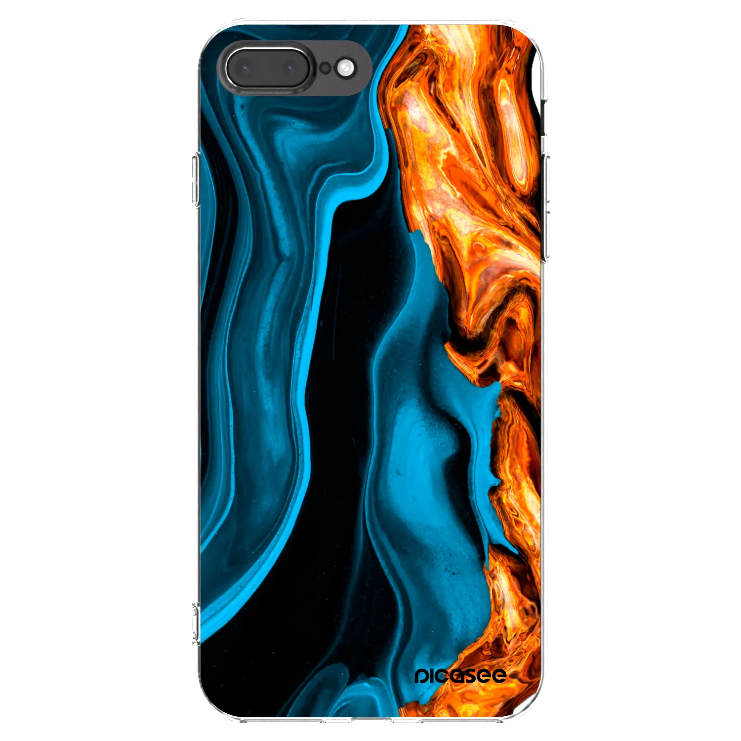 Picasee silikonska prozirna maskica za Apple iPhone 7 Plus - Gold blue