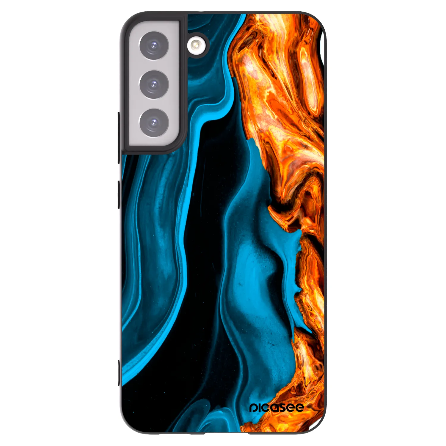 Picasee crna silikonska maskica za Samsung Galaxy S22+ 5G - Gold blue